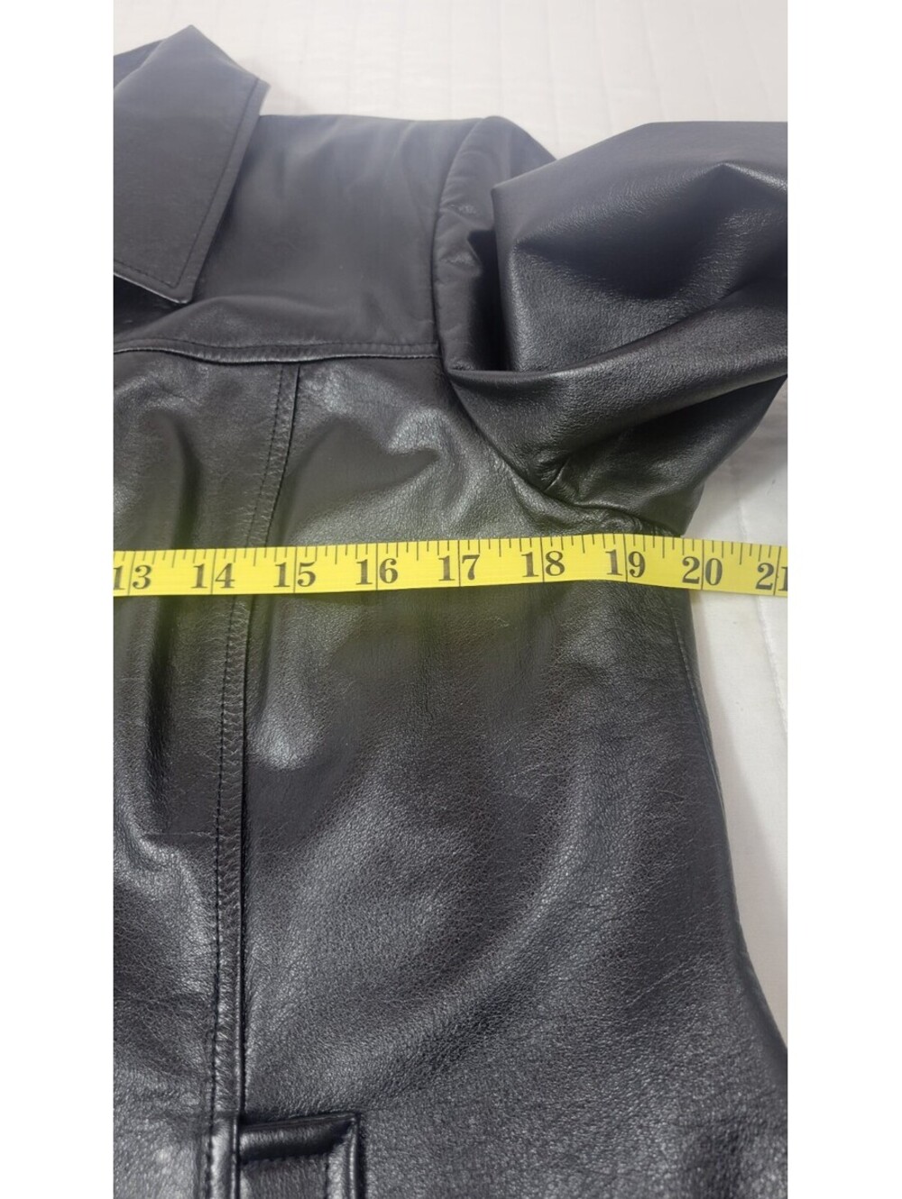 Preston & York Womens Black Genuine Leather Button Front Car Coat Jacket Medium